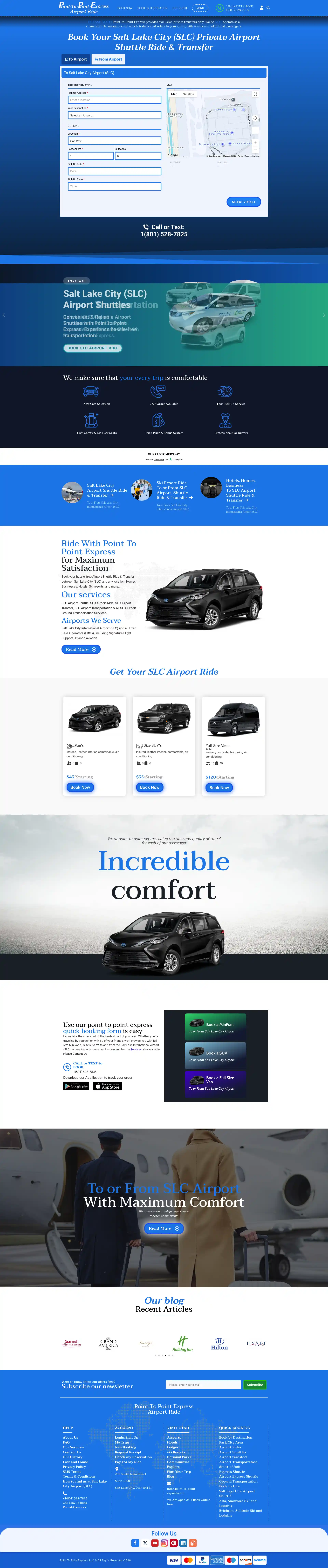 Point to Point Express — Ride-Hailing & Logistics Website — full-page website screenshot designed by Wp Hridoy Khan