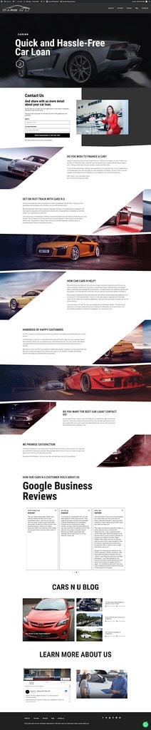 Cars N U — Auto Finance & Car Loan Website — full-page website screenshot designed by Wp Hridoy Khan