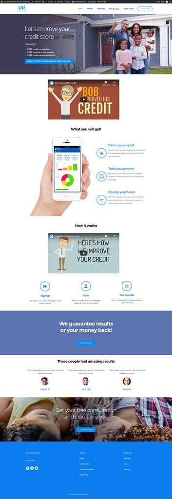 UNI Credit Repair — Credit Score Improvement Service — full-page website screenshot designed by Wp Hridoy Khan