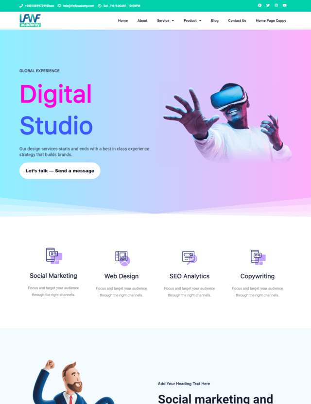 Digital Studio Website — full-page website screenshot designed by Wp Hridoy Khan