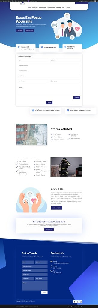 Eagle Eye Public Adjusters — Insurance Claims Website — full-page website screenshot designed by Wp Hridoy Khan
