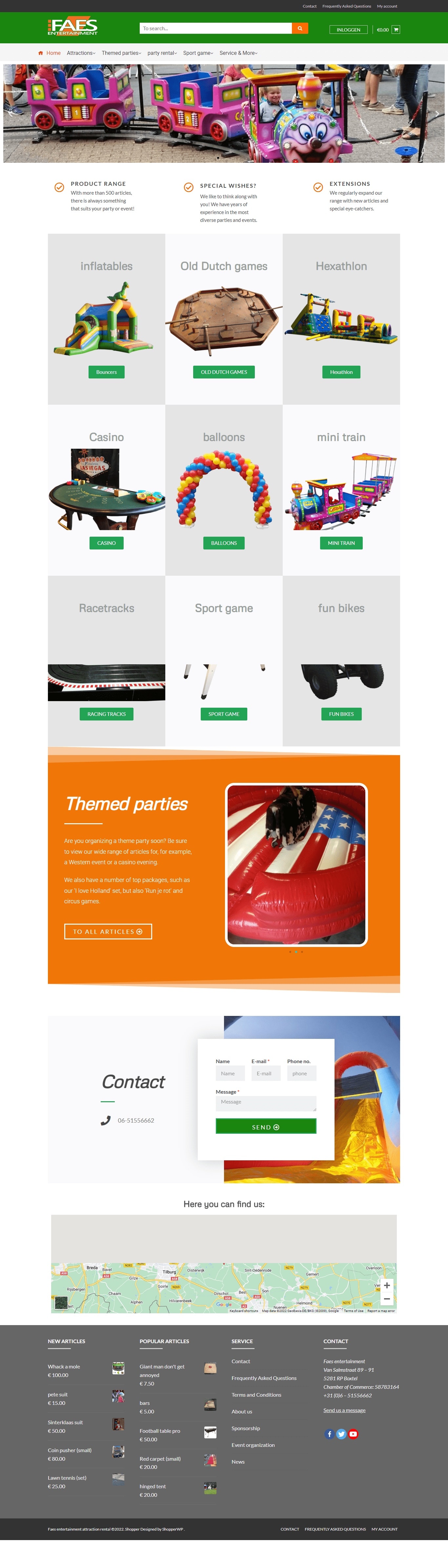 Feas Entertainment — Attractions Rental Website — full-page website screenshot designed by Wp Hridoy Khan