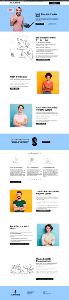 Scriptify — Academic Document Marketplace — full-page website screenshot designed by Wp Hridoy Khan