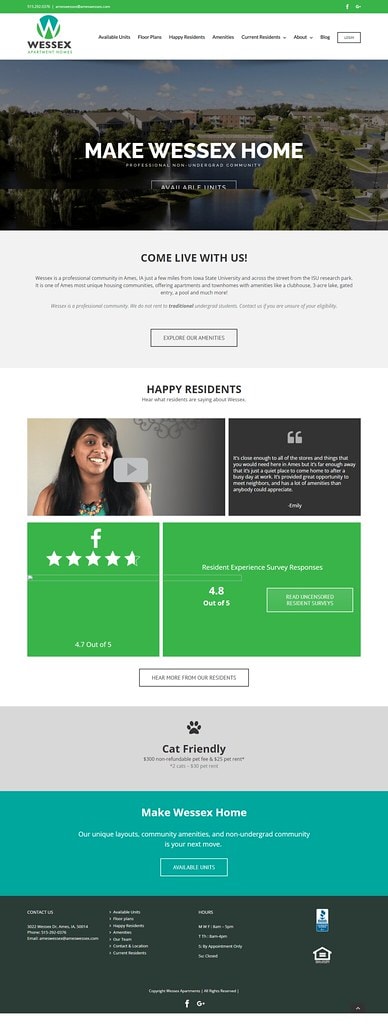 Wessex — Apartment Community Website — full-page website screenshot designed by Wp Hridoy Khan