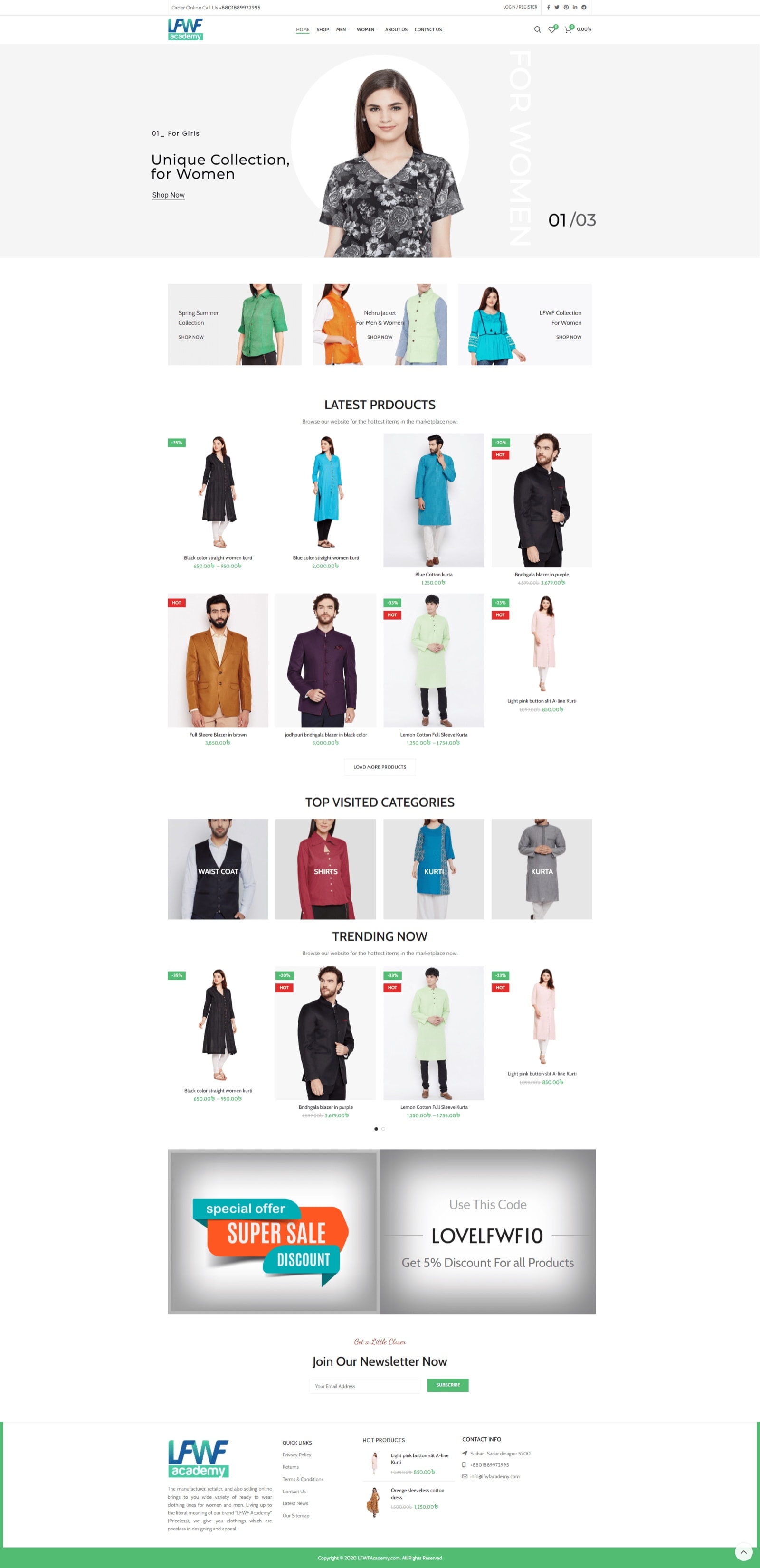 WooCommerce Online Store — full-page website screenshot designed by Wp Hridoy Khan