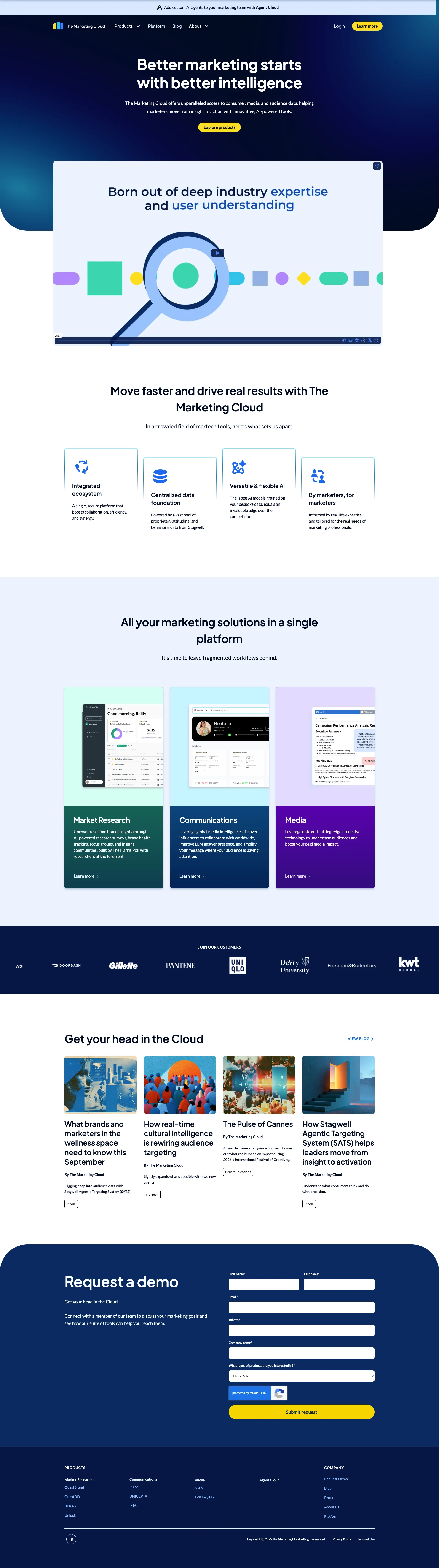 The marketing cloud - Better marketing starts with better intelligence — full-page website screenshot designed by Wp Hridoy Khan